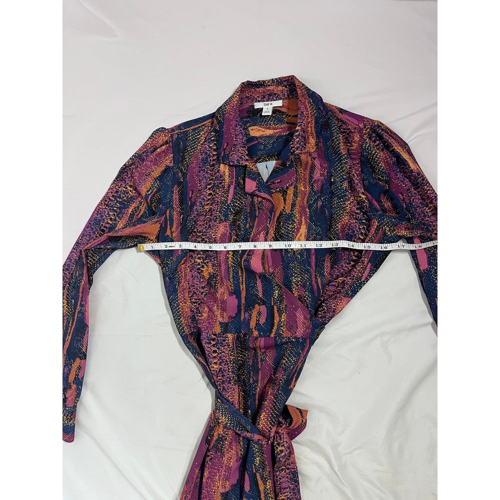 Bar III Maxi Wrap Dress S Abstract Print Vintage Inspired 70s Boho Long Sleeve - Picture 5 of 6